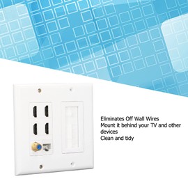 6 Port Multimedia Wall Plate, Detachable Jack Wall Plate, 4 HD Multimedia Interface 1 Cat6 Coaxial 1 TV F Head, Jack Outlet Mount Faceplate for Home Office