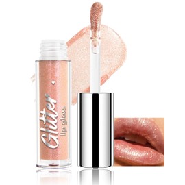Erinde Brillo de Labios Líquido con Purpurina, Acabado Brillante y Metálico, Tinte de Labios Duradero y Resistente al Agua, no Se Transfiere, Maquillaje de Labios Muy Pigmentado Para Mujeres,#1