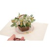 White Flowers Basket 3D Pop Up Card, Handmade Sympathy And