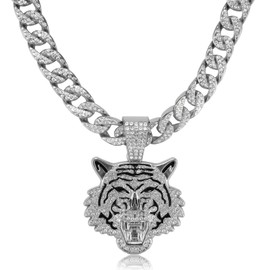 IDRUPACE Miami Mens Cuban Link Chain Silver Gold Plated Bling Cuban Necklace Diamond Chain for Men 13MM iced out chain Hip Hop Jewelry，8.5/18/20/24 Inch Length-With metal gift box., 24.0 Inches, Gold