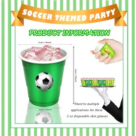 Wenqqy 100 Pcs 2 oz Soccer Plastic Shot Cups Soccerl Mini Disposable Shot Glasses Small Plastic Shot Glasses Bulk for Soccer Party Decorations Supplies