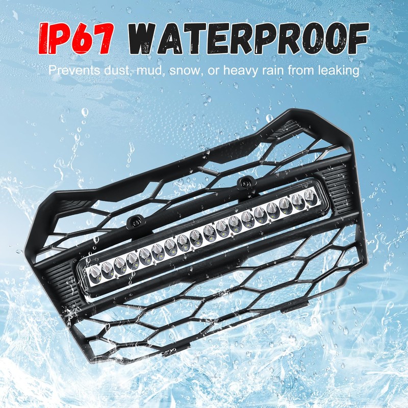Front Mesh Grille with Adjustable LED Light Bar for Honda