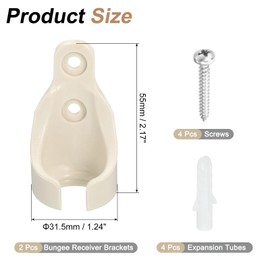 uxcell 2Pcs Bungee Ball Receivers Brackets, Universal Blinds Bungee Cord Replacement Parts for Indoor/Outdoor Roller Sun Shade Tie Downs, Beige