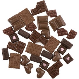 WLngtv 30 Pcs Chocolate Resin Charms Assorted Fake Candy Embellishments Brown Flatback Chocolate Ornaments for Scrapbooking