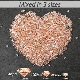 Pack of 4000 Decorative Diamonds Decorative Acrylic Crystals Decoration Diamonds Wedding Table Decoration Stones Artificial Diamonds, Suitable as Vase Filler Wedding Birthday Party (Rose Gold)