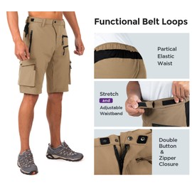 Wespornow Men's-Hiking-Shorts Tactical Shorts Lightweight-Quick-Dry-Outdoor-Cargo-Casual-Shorts for Hiking Cycling (Khaki, Large)