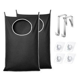 KEEPJOY XL 2-Pack Door Hanging Laundry Hamper, Size 36.5X22.5 Inch Door Hamper Bag with Large Opening and Sturdy Hooks for All Family Laundry Storage bag (Black-2Pack)