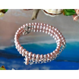 Shells by Patty New Pink Freshwater Pearls & .925 Sterling Silver Bracelet/Ankle