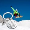 FUSTMW Snowboarder Keychain (Silver) - High Polished Stainless Steel Keychain