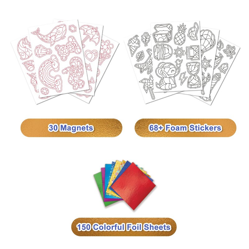 FLUXOJOY Foil Art Craft Kits for Kids, Mess -Free Fun