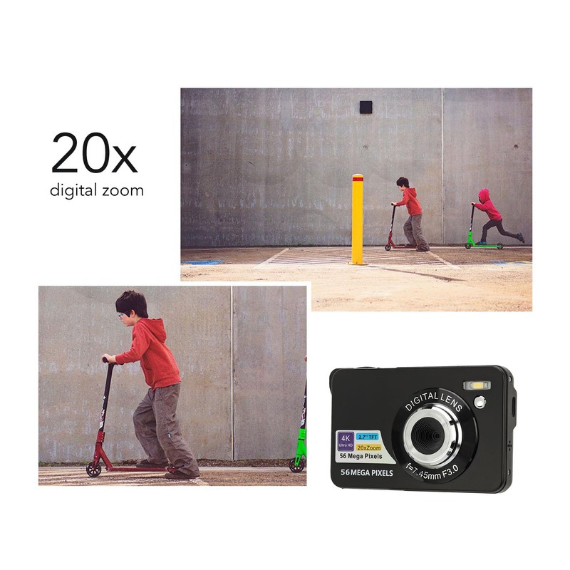 Digital Camera, 56MP 4K Video 20x Zoom, 2.7 inch LCD