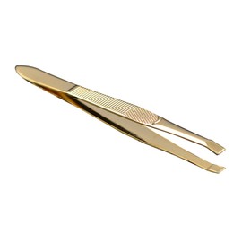 minkissy Makeup Tweezers Eyebrow Clip Stainless Steel Gold Plated Eyebrow Grooming Tool Portable
