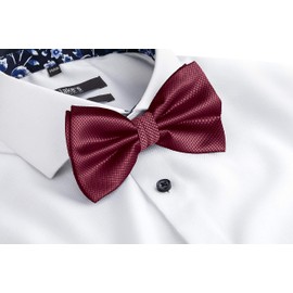 BomGuard Mens Adjustable Bow Tie Pre-Tied with Hook Closure, Suit Tuxedo etc with Hook Closure, claret, Unit size