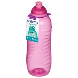 Sistema Twist 'n' Sip Squeeze Sports Water Bottle | Leakproof Water Bottle | 460 ml | BPA-Free | Pink