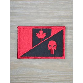 Unbranded SKULL CANADA FLAG PUNISHER BLACK OPS RED TACTICAL MILITARY HOOK MORALE PATCH