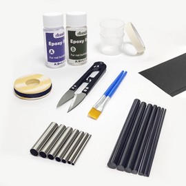 Aventik Fishing Rod Repair Kit Complete with Accessories, Carbon Fiber Stick and Stainless Tube for Broken Fishing Pole Maintenance