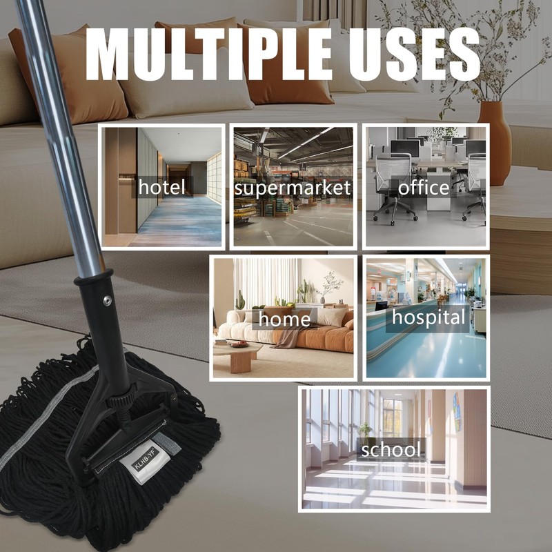 KLHB-YF 21 Oz Black Cotton Mop Head Replacement Heavy Duty