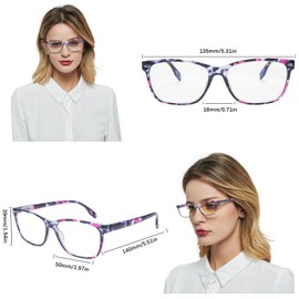 CLASAGA Progressive Multifocus Reading Glasses for Women, Pattern Print Blue Light Block Stylish Ladies Computer Readers (pattern design, 3.5, x)