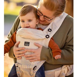 Bebamour Baby Carrier 4-Position Front and Back Baby Carrier with 2 Shoulder Bibs, Knit Series, White