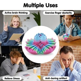 Gear Ball 3D Printed Fidget Toys for Adults Kids,Stress Relief Gear Sphere Spin Cube Gearsphere Anxiety Relieving Desk Toy,Gifts for Easter Birthday (Green Purple, 3.1 Inch)