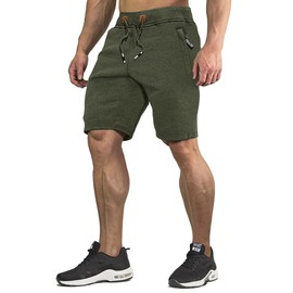 CRYSULLY Athletic Shorts for Men with Pockets and Elastic Waistband Quick Dry Activewear Green 34