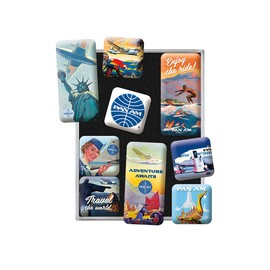 Nostalgic-Art Pan Am - Travel The World 9 Pack Retro Fridge Magnets Gift Idea for Travel Fun Magnet Set for Magnetic Board - Vintage Design
