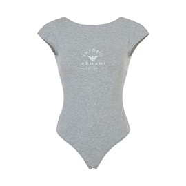 EMPORIO ARMANI Women's Iconic Stretch Cotton Logo Band Body Brief, Light Grey Melange, M