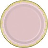 Unique 78464 Paper Plates-18 cm-Pastel Pink & Gold-Pack of 8