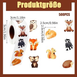 Pack of 500 round animal stickers, animal reward stickers, animal sticker roll, animal stickers, animal children, cartoon stickers, animal pattern stickers, seal labels