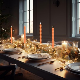 MAITREYA Orange Spiral Taper Candles-Set of 4 for Decoration Weddings Party Church-Unscented Dripless Candles,10inch(Orange-D)