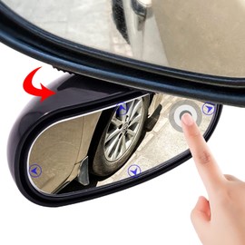 Blind Spot Mirrors, Adjustable Car Convex Rotable Rear View Mirror for Universal Cars, Oval Car HD Glass Sticky Mirror with 360° Wide Angle