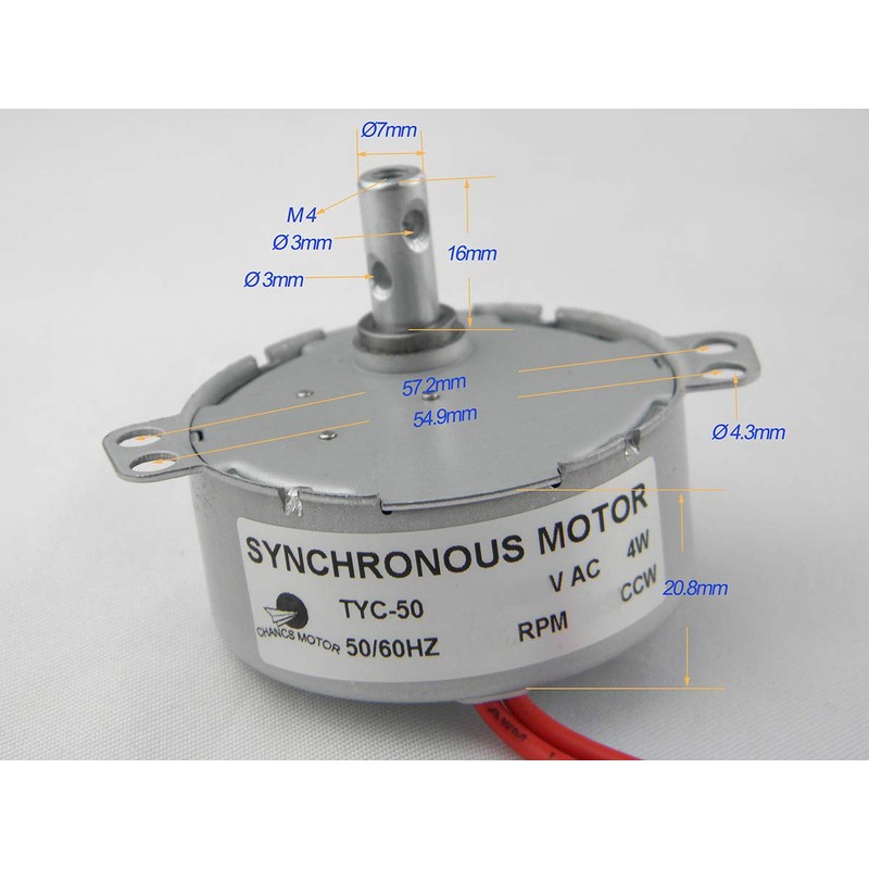 CHANCS TYC-50 Small Synchronous Motor 110V AC 15-18RPM Shaft Rotation