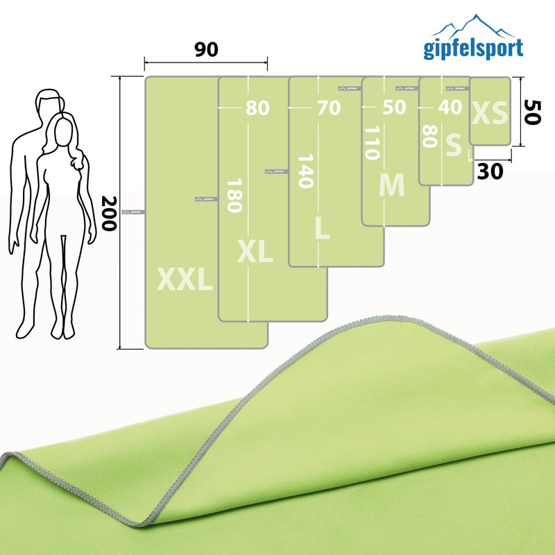 gipfelsport Microfibre Towel 1x S(80x40cm) Green