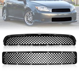 YLT AUTO Front Bumper Guard Grille Fit 2005-2010 for Scion Tc Smt10600 Honeycomb Front Air Intake Black Radiator Replacement Guard 2 Pieces Upper and Lower Grill Smt10600