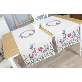 Decorative Table Runner Spring Summer Washable Fabric 140 x 45 cm, 100% Jacquard Tapestry, Table Runner, Runner Table for Dining Room, Birthday, Farmhouse, Kitchen, Table Decoration - Birds