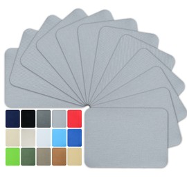 Buite 12Pcs Denim Iron on Patches for Jeans Inside&Outside, Fabric Pants Patch for Holes Iron on, Strongest Glue 100% Cotton, Patch for Clothes, Jeans, Jackets（Light Grey 3"*4.25"）