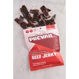 PREVAIL - Grass Fed Beef Jerky Snack Packs | Bulk Beef Jerky | Low Sodium, Keto friendly, Paleo Certified | Soy & Gluten-Free | Spicy Beef 12g Protein Per Serving | Pack of 3
