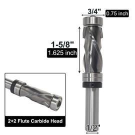 Akylin Spiral Flush Trim Router Bits 1/2“ Shank,1-5/8" Cut Length Compression Flush Cut Bit,Up&Down Cut for Wood Flush Trimming,Top&Bottom Bearing 2+2 Flutes