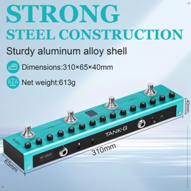 Multi Effects Guitar Pedal,Built-in 3000mAh Rechargeable Battery Electric Guitar Efector with LCD Screen,36 Editable Presets,Chorus,Delay,Reverb,Amp,MOD,IR CAB,Recording,Tuner,BT connection.