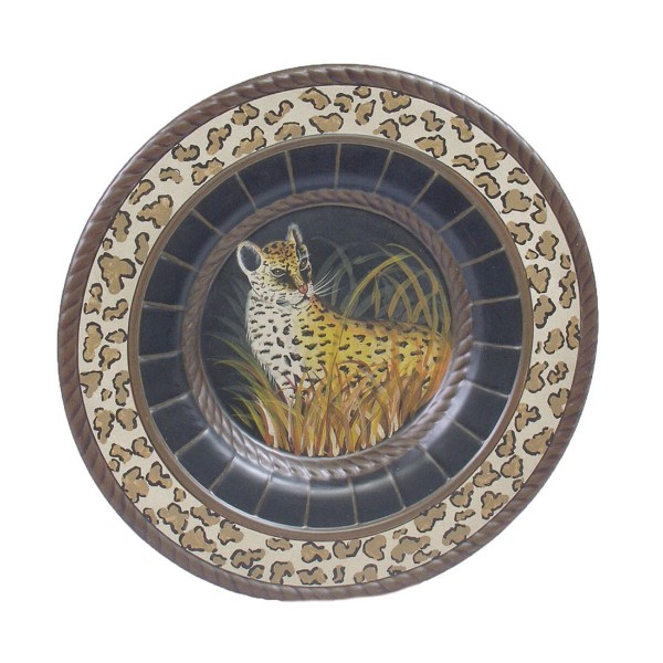 Zeckos 15 Inch Diameter Hand Painted Cheetah Decorative Plate