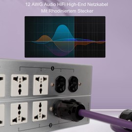 YuanYong Audiophile Audio Power Cable HiFi Power Cable 12AWG 7N OCC 24K Gold-Plated 2-Hole Plug and IEC320-C15 Socket 125V/15A for Speakers, Amplifiers, Subwoofer, Home Cinema (2 m / 6.6 ft)