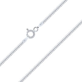 PLANETYS - Children's and Baby Herringbone Chain 925 Sterling Silver Rhodium-Plated Chain - 1.60 mm Wide Various Lengths 32-34-36-38-40 cm, Sterling Silver, mirrors