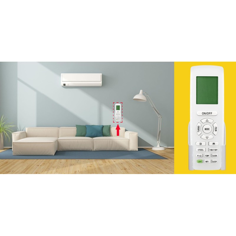 Replacement Remote Control for GREE Air Conditioner YAP1F7F,YAP1F7F(WlFl),3VIR09HP115V1AH,3VIR12HP115V1AH,3VIR09HP230V1AH,3VIR12HP230V1AH,3VIR18HP230V1AH,3VIR24HP230V1AH, with Holder