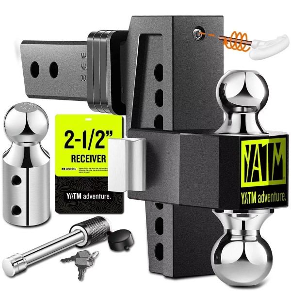YATM Trailer Hitch Ball Mount Fits 2.5" Receiver 6" Adjustable