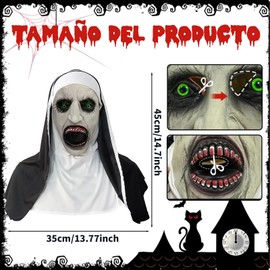 Máscara Halloween, Disfraz Halloween Monja Realista, Máscara de Terror de Látex Cuentan con Diseño Ventilación Científica, para Halloween, Carnaval, Cosplay y Fiestas