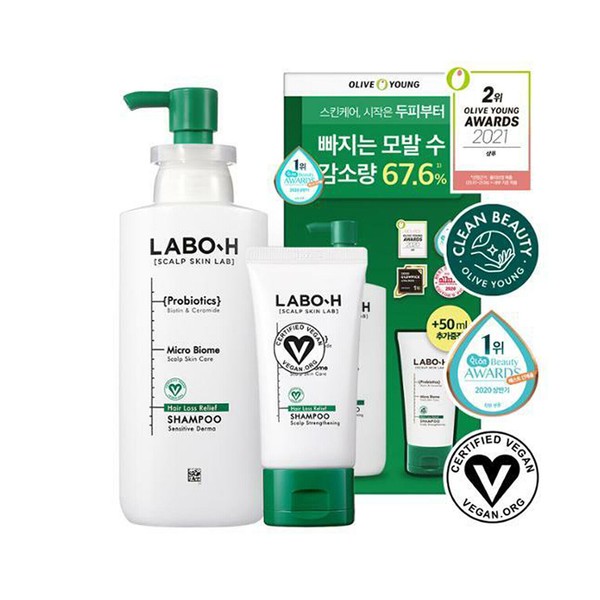 LABO-H Hair Loss Relief SHAMPOO Scalp Strengthening 333ml + 50ml K-Beauty