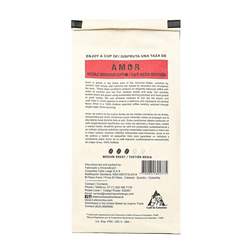 4 Elementos Amor Roasted Coffee Beans – 12oz Single-Origin Artisanal