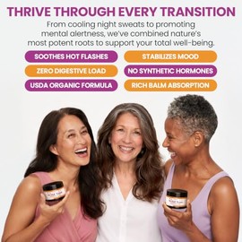 Crema de ñame silvestre orgánico para mujeres - Bálsamo equilibrante de 2 onzas líquidas enriquecido con trébol rojo Vitex, cimicífuga, vitaminas y mi