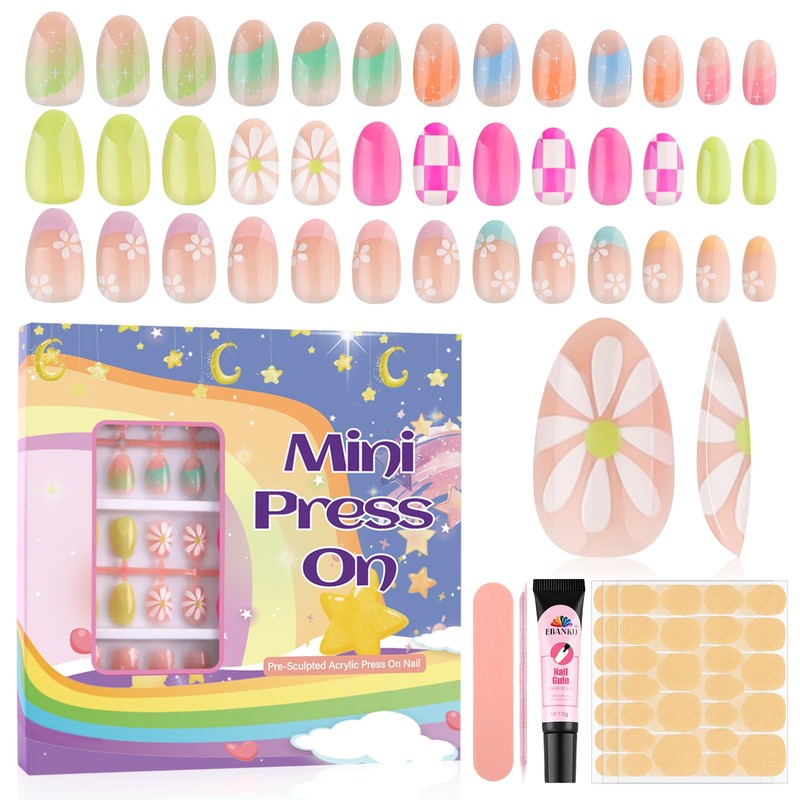 EBANKU 72 Uñas Postizas para Niñas, Uñas Falsas para Niños