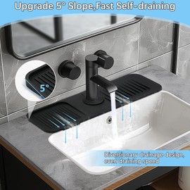 17.7*5.5 Inch Large Non-Slip Base,Multi-Surface Protector for Kitchen,Bathroom,Laundry,RV,Easy Clean Water Deflector Accessory(black)